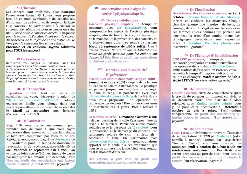 Octobre coloré est de retour ! 3 Octobre coloré 2025 - 2